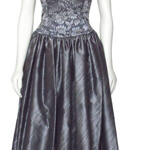 Escada VTG Silver Metallic lace Gown Buy now $377 Was $4700 Prom Wedding Formal